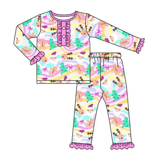 8.27 Baby Girls Christmas Pink Santa Jammies Clothing preorder(moq 5)