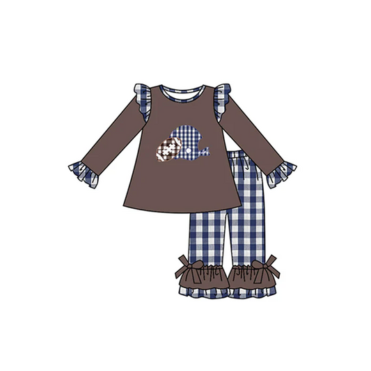 8.27 Baby Girls Plaid Football Top Fall Ruffle Pants Clothing preorder(moq 5)