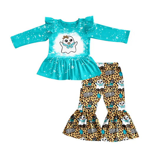 8.27 Baby Girls Western Ghost Leopard Tunic Bell Pants Clothes Sets preorder(moq 5)