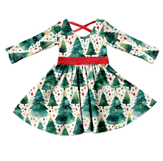 8.26 Baby Girls Christmas Tree Twirl knee length Dresses preorder(moq 5)