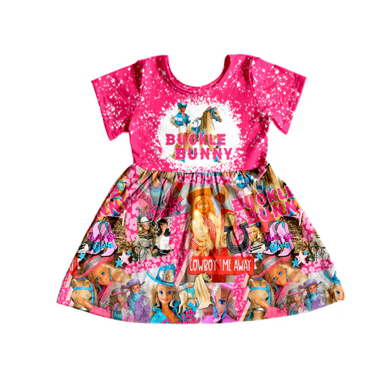 8.26 Baby Girls Doll Pink Horse knee length Dresses preorder(moq 5)