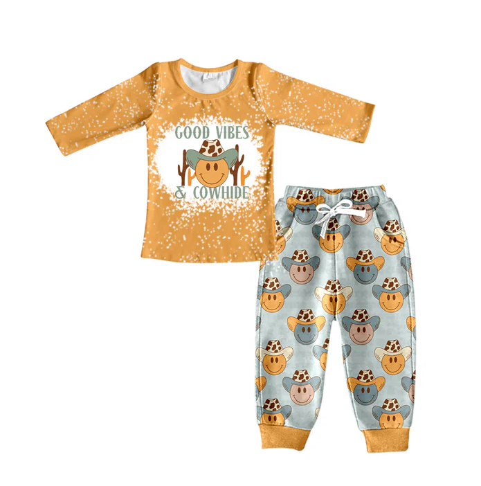8.27 Baby Boys Cowhide Tee Shirt String Pants Western Clothes Sets preorder(moq 5)