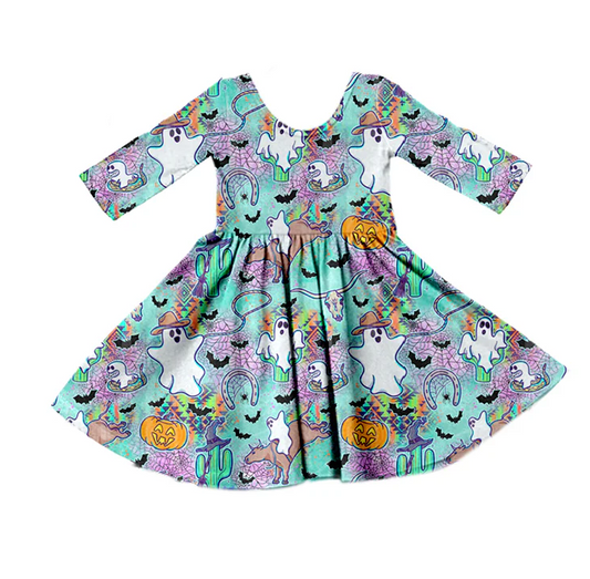 8.28 Baby Girls Ghost Western Cactus Long Sleeve Dresses preorder(moq 5)