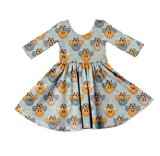 8.28 Baby Girls Cowhide Western Hats Long Sleeve Dresses preorder(moq 5)