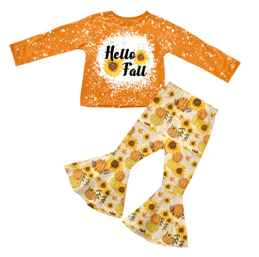 8.28 Baby Girls Happy Fall Sunflower Top Bell Pants Clothing Sets preorder(moq 5)