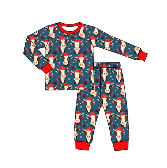 8.28 Baby Kids Highland Cow Christmas Pajamas Clothing Sets preorder(moq 5)