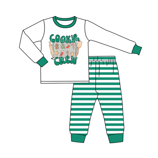 8.28 Baby Boys Cookie Crew Christmas Green Pajamas Clothing Sets preorder(moq 5)