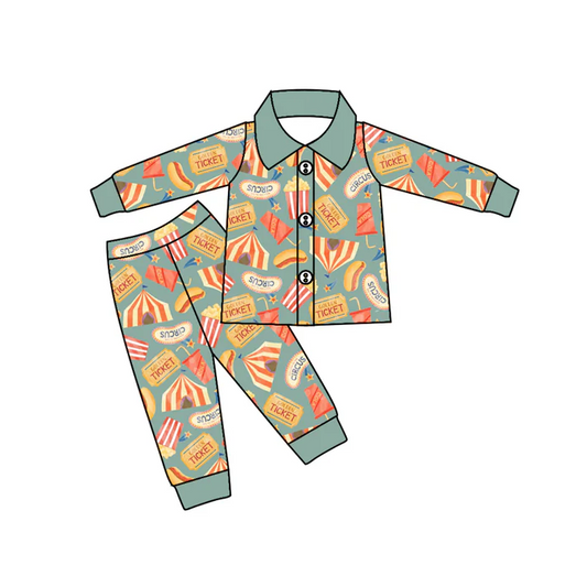 8.28 Baby Boys Ticket Ruffle Button Ups Pajamas Clothing Sets preorder(moq 5)