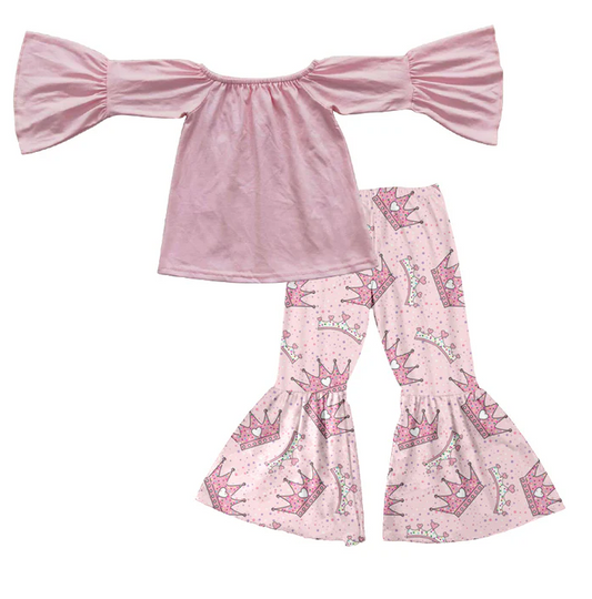 8.28 Baby Girls Pink Quenn 2pcs Bell Pants Clothing Sets preorder(moq 5)