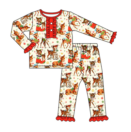 8.28 Baby Girls Christmas Deer Pjamas Clothing Sets preorder(moq 5)