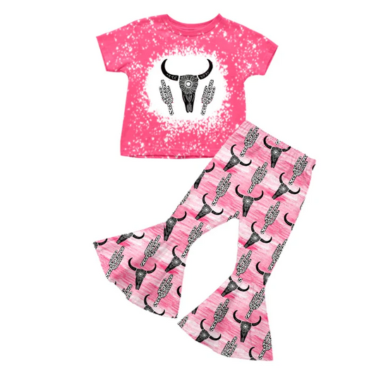 8.28 Baby Girls Western Pink Cow Cactus 2pcs Pants Clothing Sets preorder(moq 5)