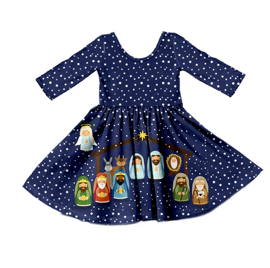 8.28 Baby Girls Christmas Nativity knee length Dresses preorder(moq 5)