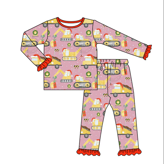 8.28 Baby Girls Christmas Long Sleeve 2pcs Ruffle Pajamas Clothing Sets preorder(moq 5)