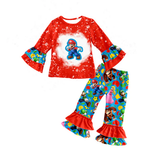8.28 Baby Girls Game Long Sleeve 2pcs Ruffle Pants Clothing Sets preorder(moq 5)