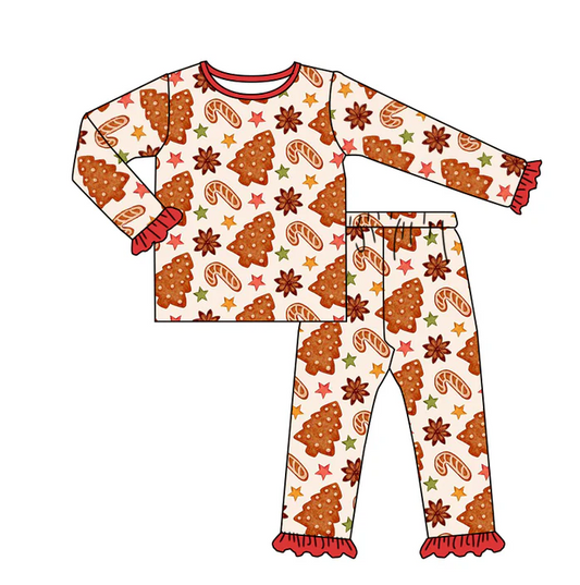8.28 Baby Girls Christmas Tree Long Sleeve 2pcs Pajamas Clothing Sets preorder(moq 5)