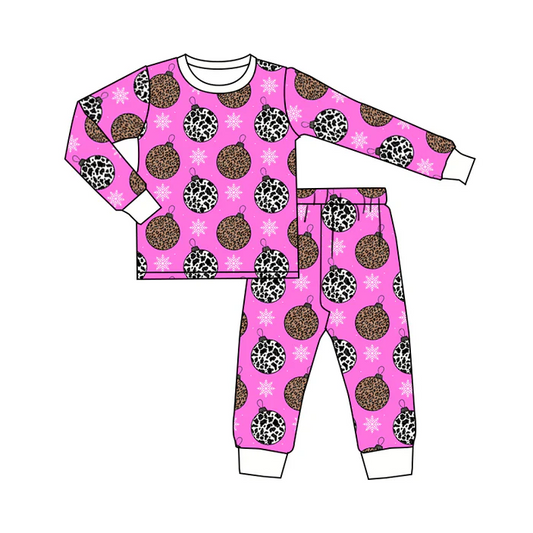 8.29 Baby Girls Pink Leopard Cow Print Long Sleeve Top Pants Pajamas Sets preorder(moq 5)