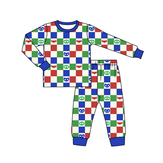 8.29 Baby Boys Hero Red Blue Long Sleeve Pants 2pcs Sets Clothing preorder(moq 5)