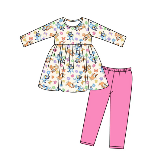 8.29 Baby Girls Dog Tunic Long Sleeve Legging 2pcs Sets Clothing preorder(moq 5)