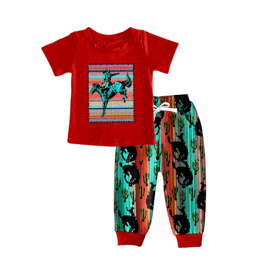 8.29 Baby Boys Rodeo Serape Pants Top Jammies Pajamas Sets preorder(moq 5)