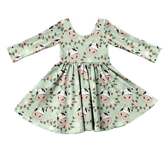 8.29 Baby Girls Christmas Cows Twirl Dresses preorder(moq 5)