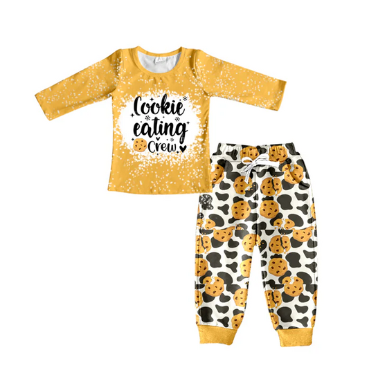 8.29 Baby Boys Leopard Cookie Shirt Top Pants Clothes Sets preorder(moq 5)