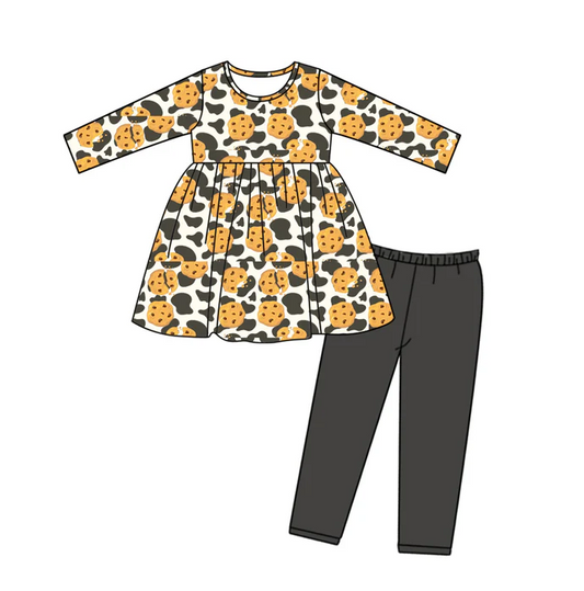 8.29  Baby Girls Leopard Cookie Tunic Top Legging Pants Clothes Sets preorder(moq 5)