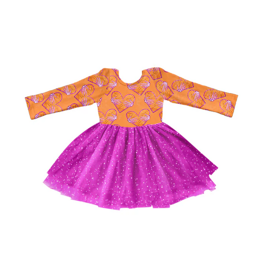 8.29 Baby Girls Orange Hearts Ruffle Tutu Knee Length Dresses preorder(moq 5)
