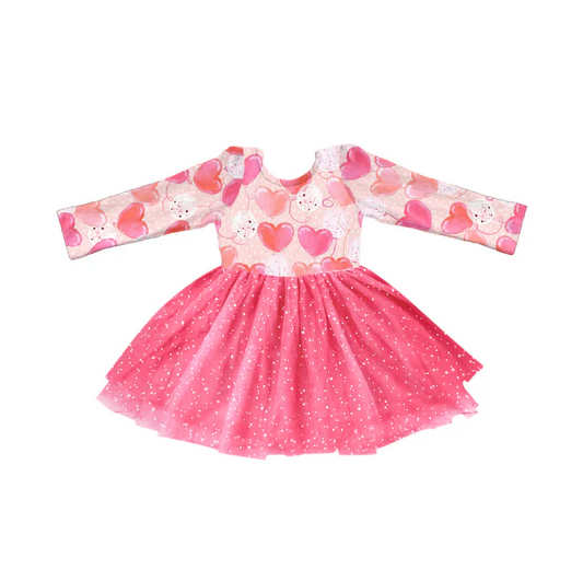 8.29 Baby Girls Pink Hearts Ruffle Tutu Knee Length Dresses preorder(moq 5)