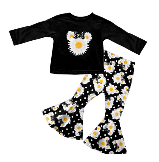8.29  Baby Girls Cartoon Flowers Tee Top Bell Pants Clothes Sets preorder(moq 5)