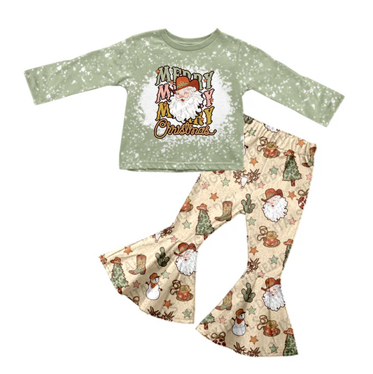 8.29  Baby Girls Merry Christmas Santa Tee Top Pants Clothes Sets preorder(moq 5)