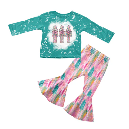 8.30 Baby Girls Christmas Pink Soldier Tee Top Leopard Pants Sets preorder(moq 5)