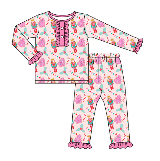 8.30 Baby Girls Ruffle Christmas Soldier Pants Pajamas Clothes Sets preorder(moq 5)