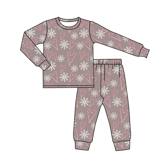 8.30 Baby Girls Christmas Candy Cane Hearts Pants Pajamas Clothes Sets preorder(moq 5)