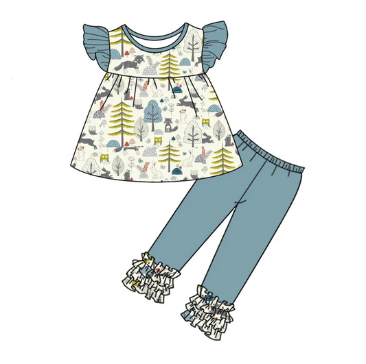 8.30 Baby Girls Fall Foxes Short Sleeve Pants Clothes Sets preorder(moq 5)