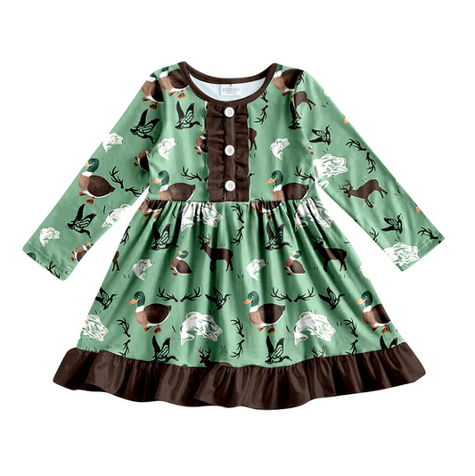 8.30 Baby Girls Fall Duck Long Sleeve Ruffle Dresses preorder(moq 5)