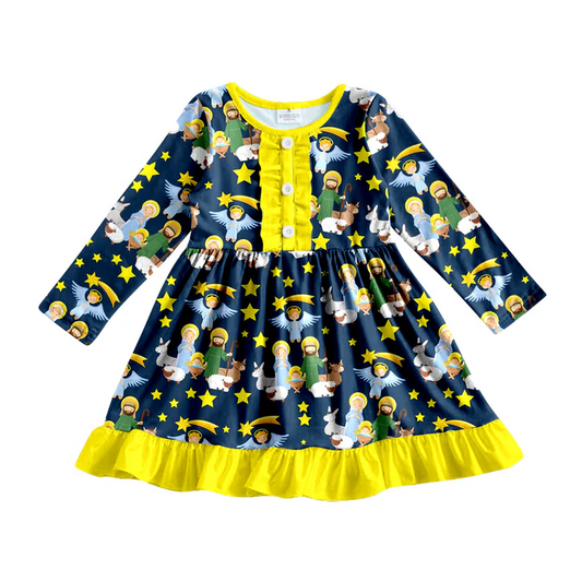 8.30 Baby Girls Christmas Nativity Long Sleeve Twirl Dresses preorder(moq 5)