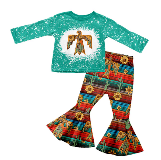 8.30 Baby Girls Western Birds Long Sleeve Shirt Pants Clothes Sets preorder(moq 5)