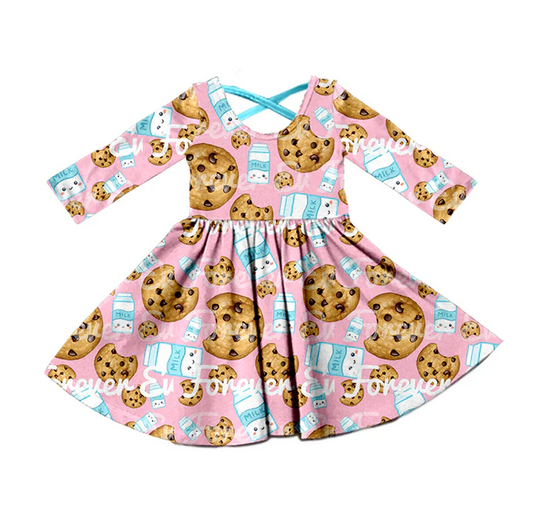 8.30 Baby Girls Christmas Cookie Long Sleeve Ruffle Dresses preorder(moq 5)
