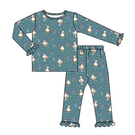 8.30 Baby Girls Christmas Duck Long Sleeve Shirt Pants Pajamas Sets preorder(moq 5)