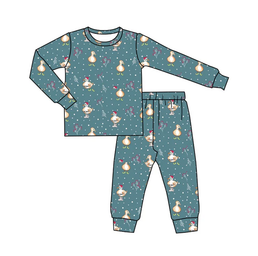 8.30 Baby Boys Christmas Duck Long Sleeve Shirt Pants Pajamas Sets preorder(moq 5)