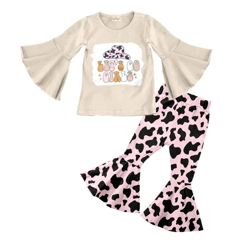 8.30 Baby Girls Western Let's Go Long Sleeve Shirt Pants Clothes Sets preorder(moq 5)