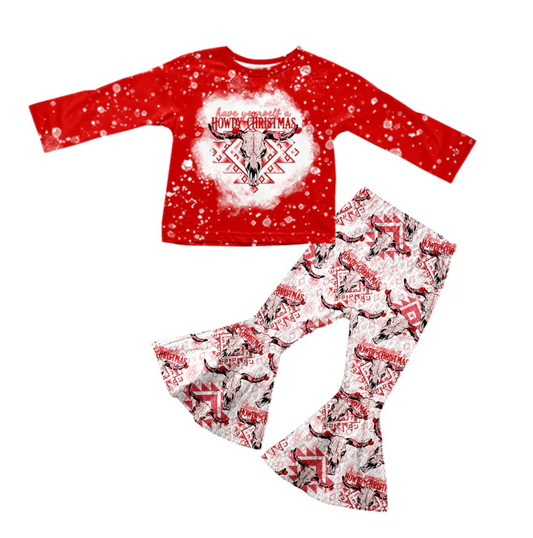 8.30 Baby Kids Christmas Howdy Long Sleeve Shirt Pants Clothes Sets preorder(moq 5)