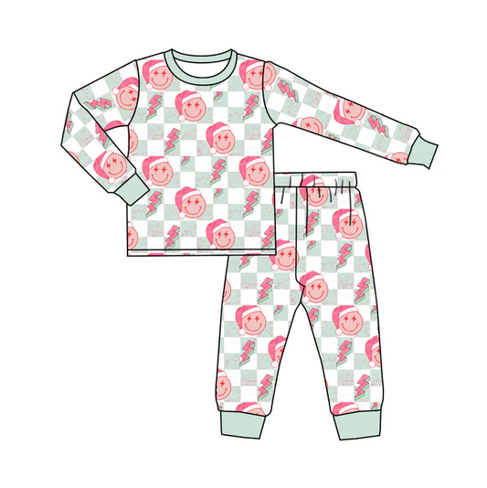 8.30 Baby Kids Smile Christmas Long Sleeve Shirt Pants Pajamas Sets preorder(moq 5