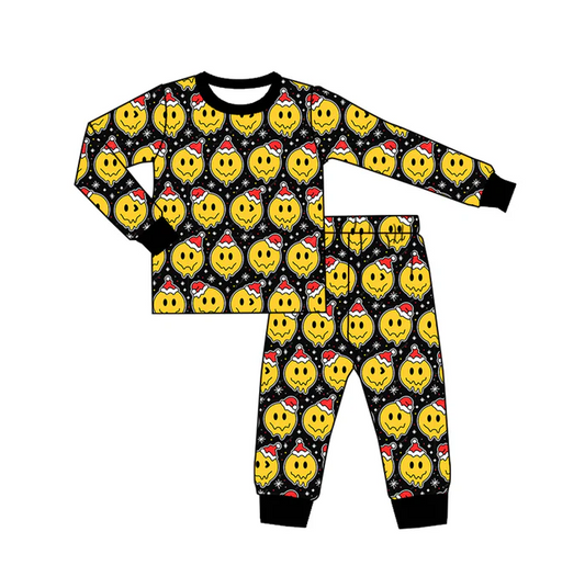 8.30 Baby Boys Kids Smile Christmas Hats Long Sleeve Shirt Pants Pajamas Sets preorder(moq 5)
