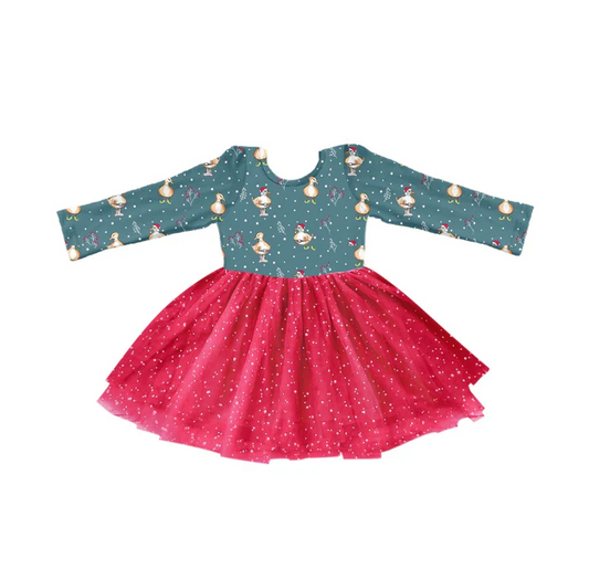 8.30 Baby Girls Christmas Ducks Tutu Long Sleeve Dresses preorder(moq 5)