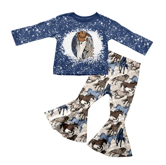9.1 Baby Girls Western Born To Be Sassy Horse Bell Pants Clothing Sets preorder(moq 5)