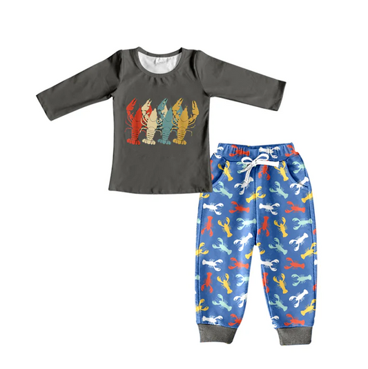 9.1 Baby Boys Crawfish Shirts Top Pants Clothes Sets preorder(moq 5)