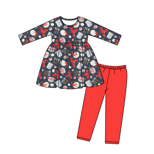 9.1 Baby Girls Crawfish Tunic Legging Navy Pants Clothes Sets preorder(moq 5)