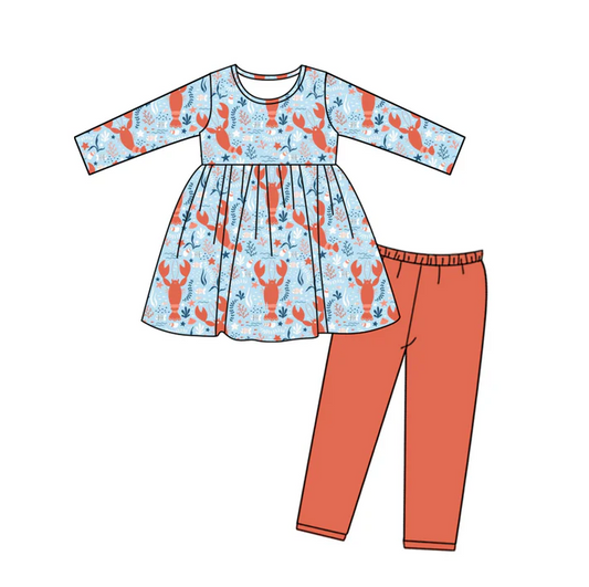 9.1 Baby Girls Crawfish Tunic Legging Pants Clothes Sets preorder(moq 5)