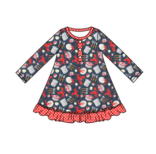 9.1 Baby Girls Crawfish Knee Length Navy Dresses preorder(moq 5)